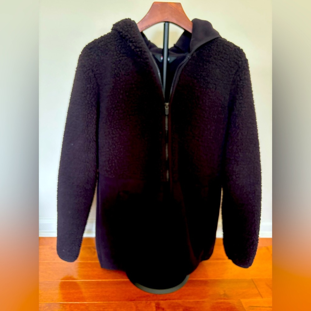 Fila Sport Women's Small Black Sherpa Fleece Zip Up Hoodie EUC